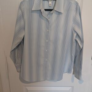 Talbots Blue and White Striped Dress Shirt